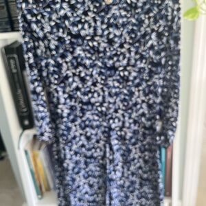 Tommy Hilfiger Navy Blue and White Botanical Print Dress